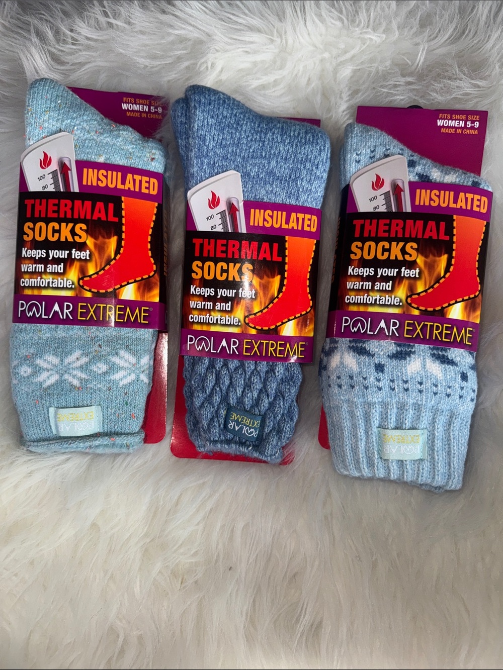 Polar Extreme Insulated Thermal Socks - Blue and Light Blue